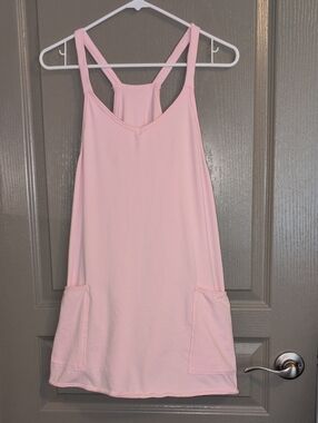 Soft Pink Sleeveless Romper with Front Pockets
